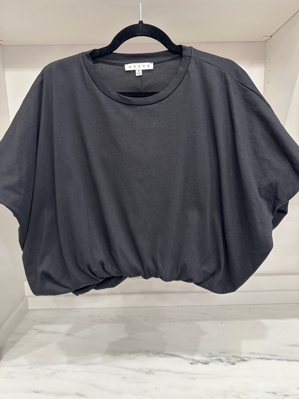 HYFVE small Black Bubble Hem Cotton Top.  Like new